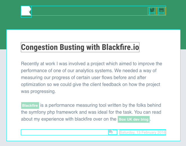 Site with coloured outlines for different classes