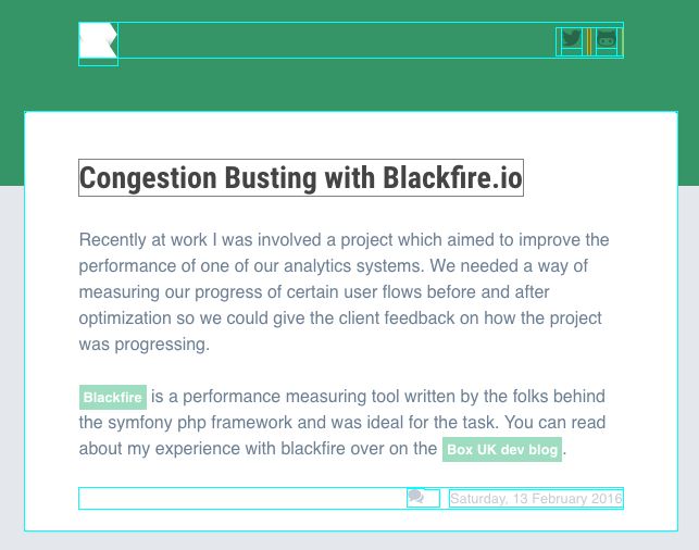 Site with coloured outlines for different classes